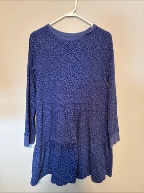 Cat & Jack Blue Leopard Print Tiered Long-Sleeve Tunic